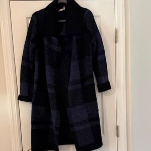 Soft Surroundings Black and blue plaid  Knit Cardigan